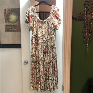 Torrid Floral Midi Dress with Pink and Green Accents